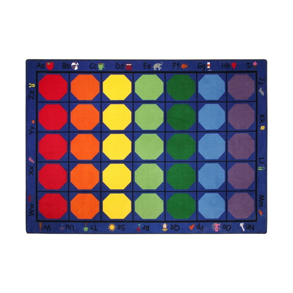 Sprogs Alphabet Seating Rug - Rectangle (7' 6" Wide x 12' Long) Blue Multi-color
