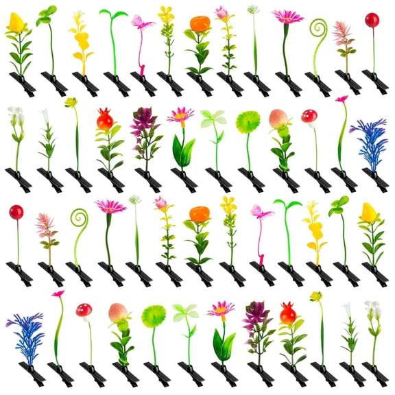 Sprout Clips 50 Pcs - Vibrant Plant & Mushroom Hair Clips for Girls Women, Festival Rave Trinkets Accessories