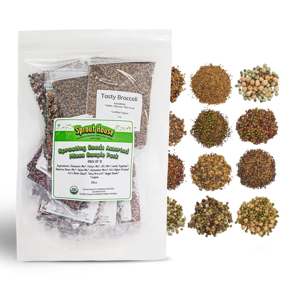 The Sprout House Assorted Mix Sprouting MVR1Seeds - Grow Fresh Sprouts & Bean Sprouts at Home, Organic, Non-GMO, Nutrient-Packed for Salads, Sandwich & Smoothies, Premium 12 Pack | 2 oz Each