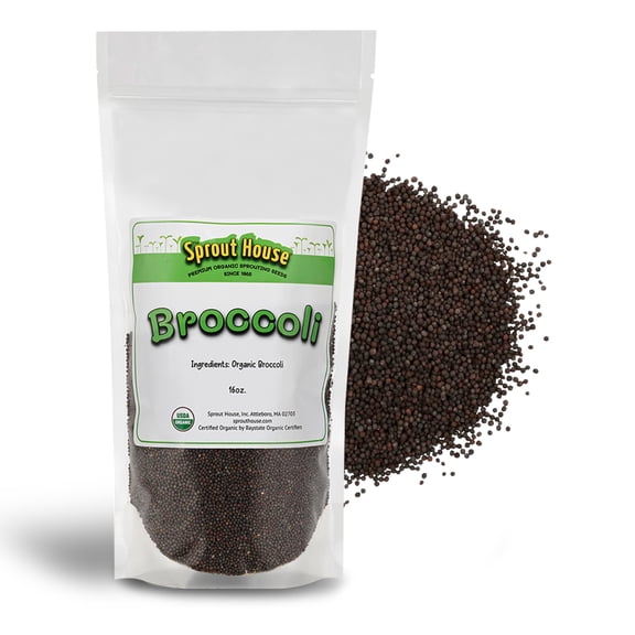 The Sprout House Broccoli Sprouting and MVR1Microgreen Seeds - Premium Organic Broccoli Sprouts, Non-GMO, High-Germination, Easy to Grow, Resealable Bag, Sulforaphane Rich Superfood,16oz