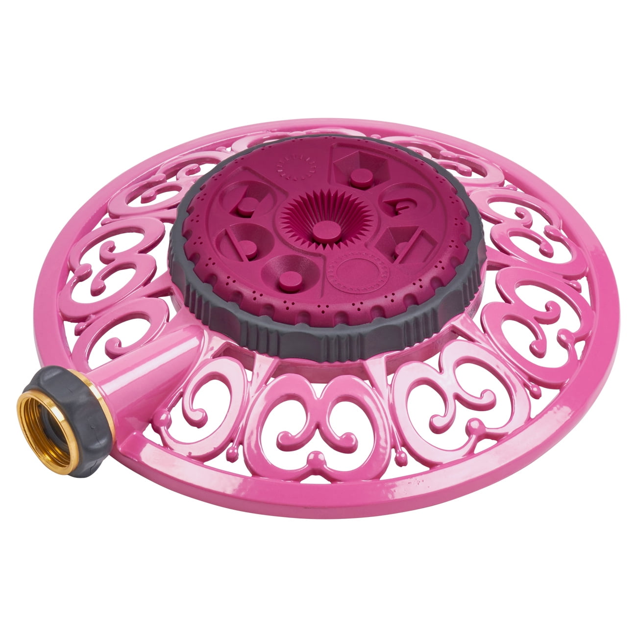 Sprout Metal 8-Pattern Stationary Sprinkler in Raspberry Red