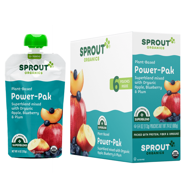 Sprout Organics PowerPak Toddler Food, Organic Apple, Blueberry & Plum
