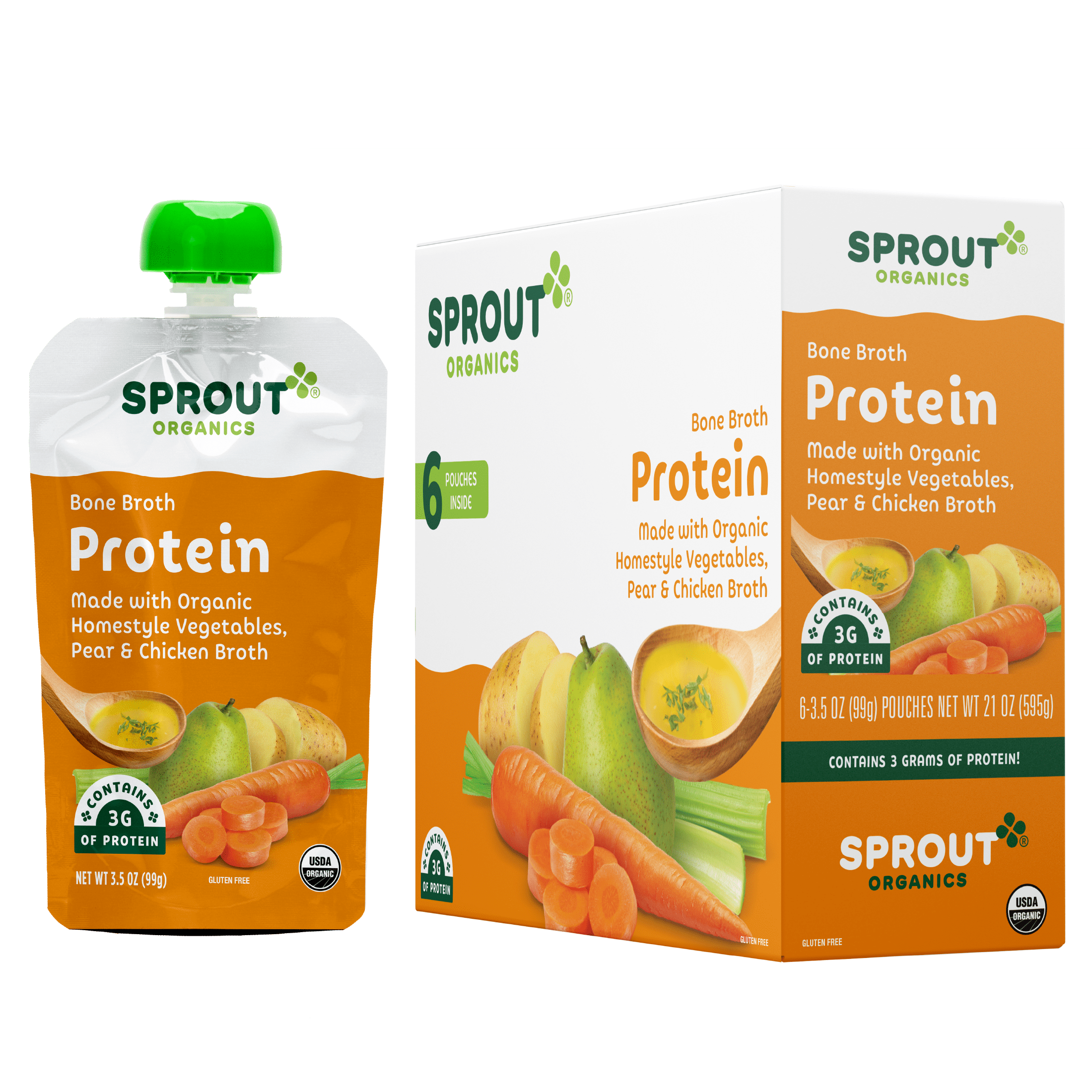 Sprout Organics Stage 3 Baby Food, Organic Homestyle Vegetables, Pear & Chicken Broth, 3.5 oz