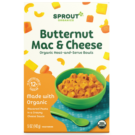 Sprout Organics Toddler Food, Organic Butternut Mac & Cheese Toddler Meal, 5 oz Tray