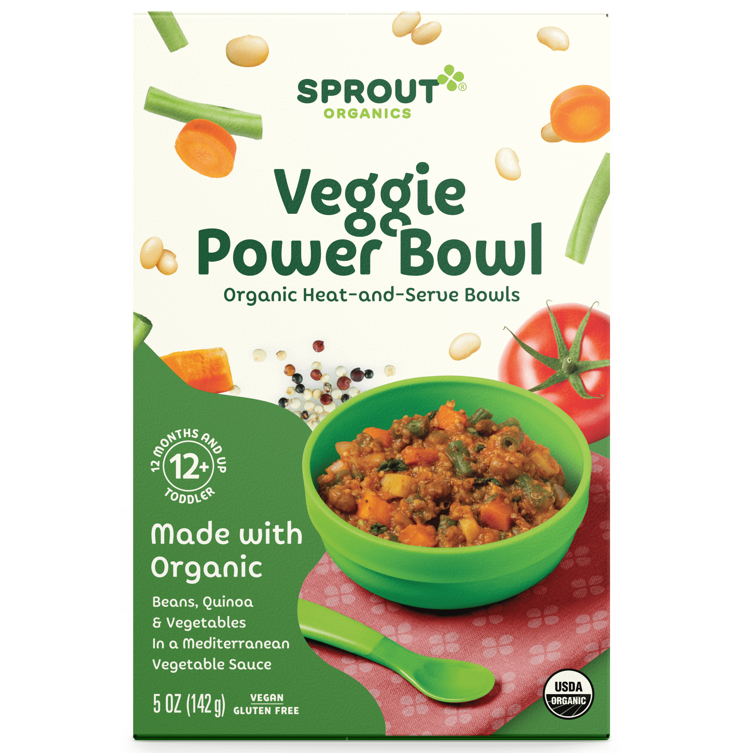 Sprout Organics Toddler Food, Organic Veggie Power Bowl Toddler Meal, 5 oz Tray
