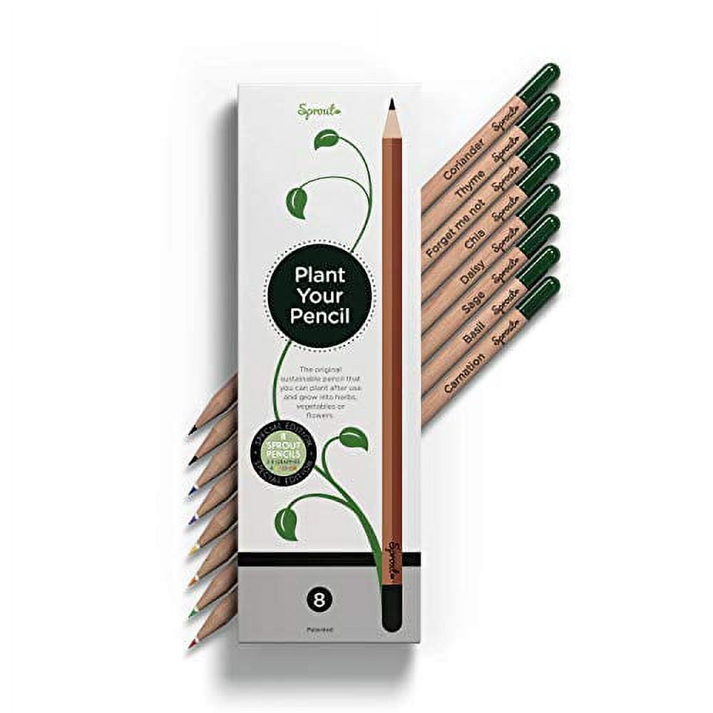 Sprout  Special Mix Edition | 8 Pack| Color and Graphite Plantable Pencils with Seeds in Eco-Friendly Wood | Sustainable Stationery for Coloring Books