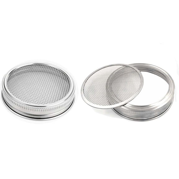 SproutSeedGrowing Revolution, Stainless Steel Lids For Wide Mouth Jars, Rust-Free, 2 Sets Included, Transform Your Home Into A Sprout Garden. Ideal For Gifts And Kitchen