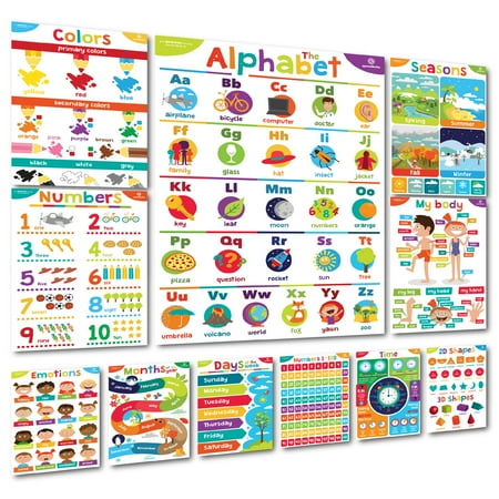 Sproutbrite Educational Posters and Classroom Decorations for Preschool - 11 Early Learning Charts for Pre-K, Kindergarten, Daycares and Home School price history and forecast - Sproutbrite SB-023
