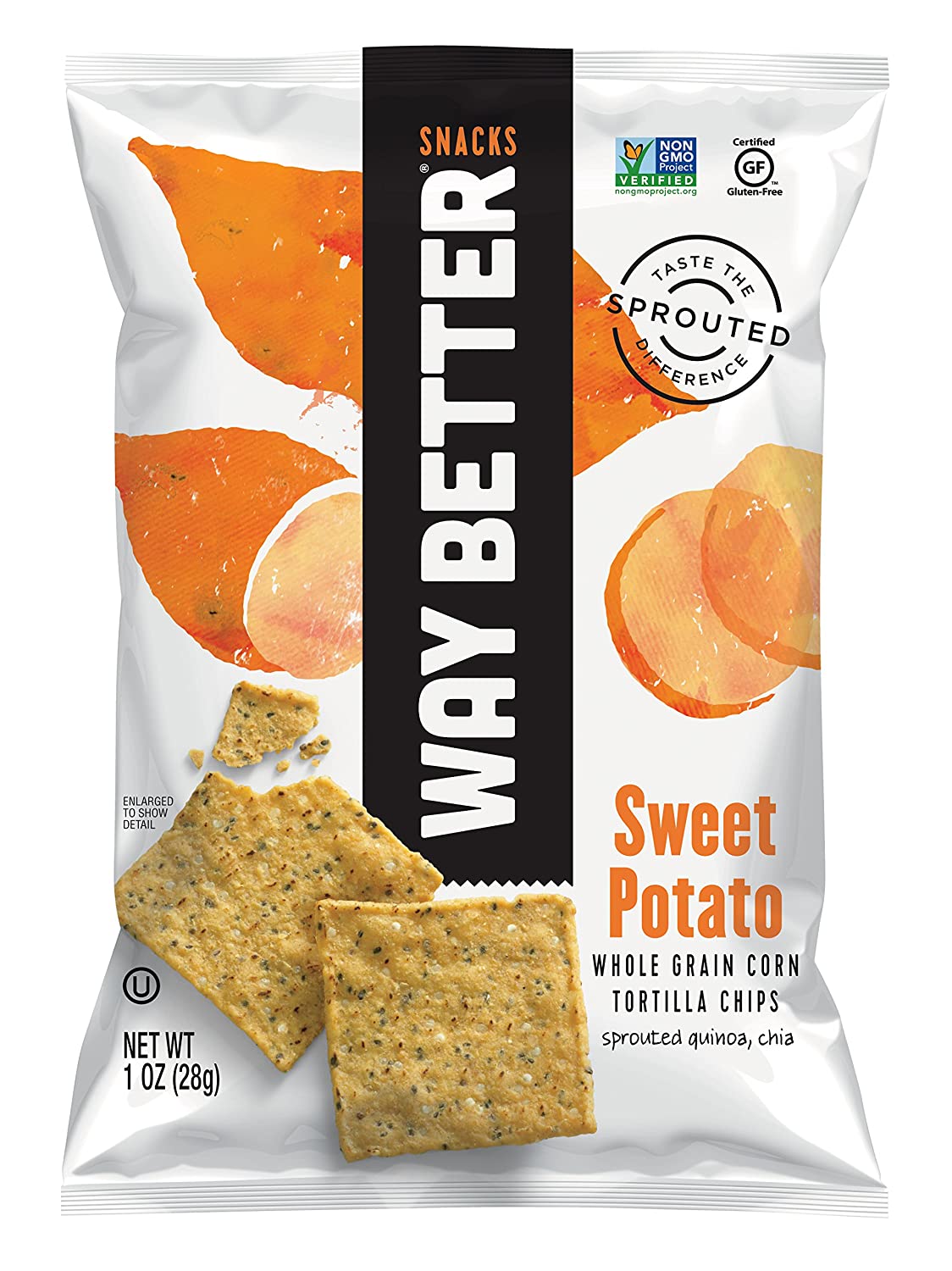 Sprouted Gluten Tortilla Chips, Simply Sweet Potato, 1 Ounce (Pack of
