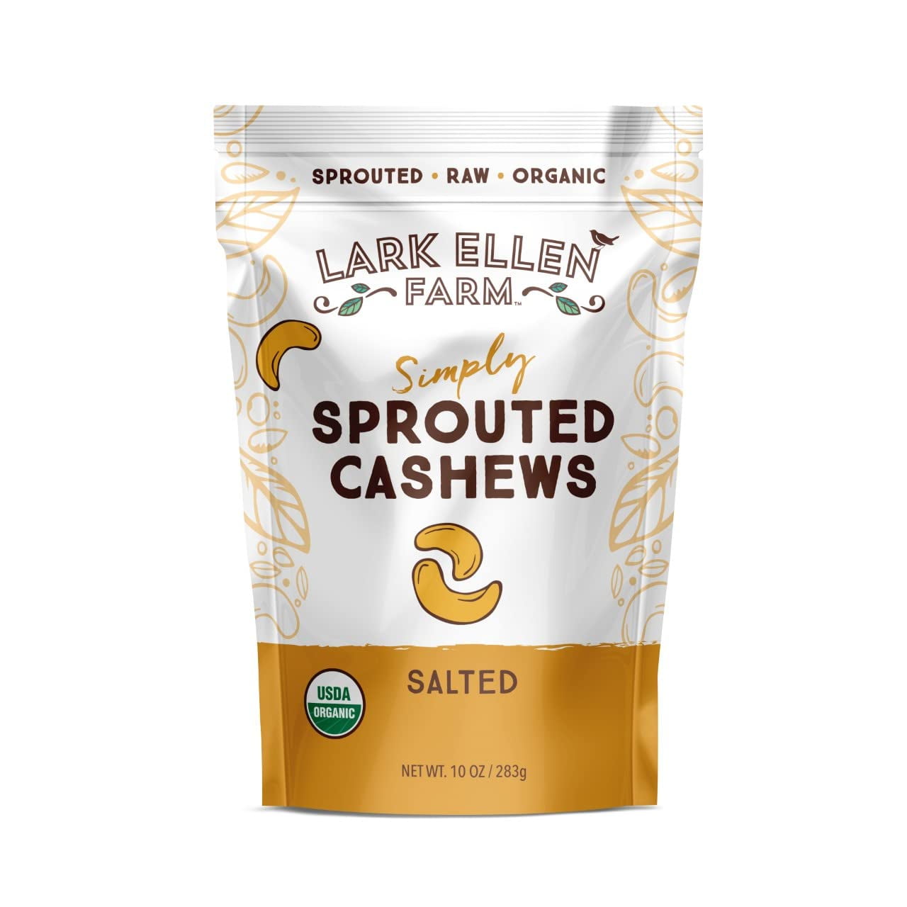 Sprouted Organic Certifed Cashews Unsalted 10 oz Bag, Non GMO, Keto