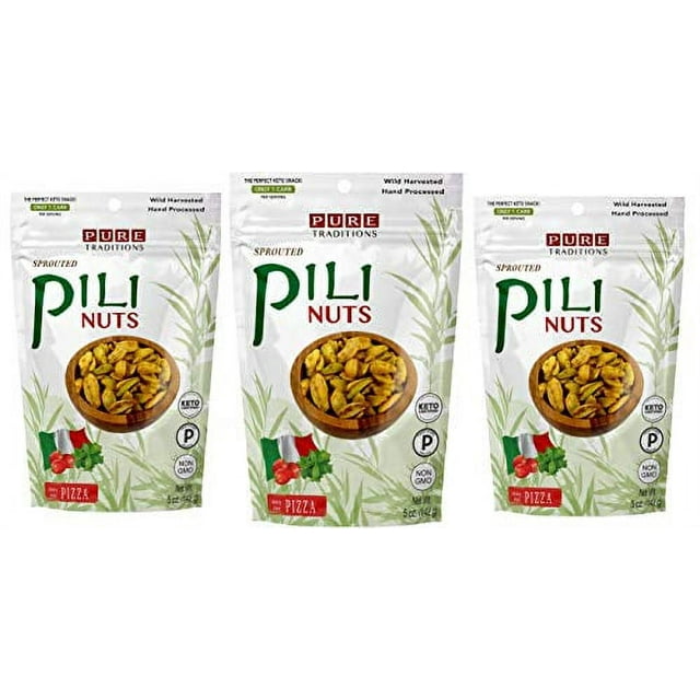 Sprouted Pili Nuts, Pizza, Certified Paleo & Keto, 3 Pack (5 Each