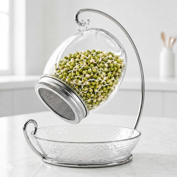 Sprouting Jar Kit with Wide Mouth Jar, Stand, Tray and Stainless Lid 30 Oz 1 Kit