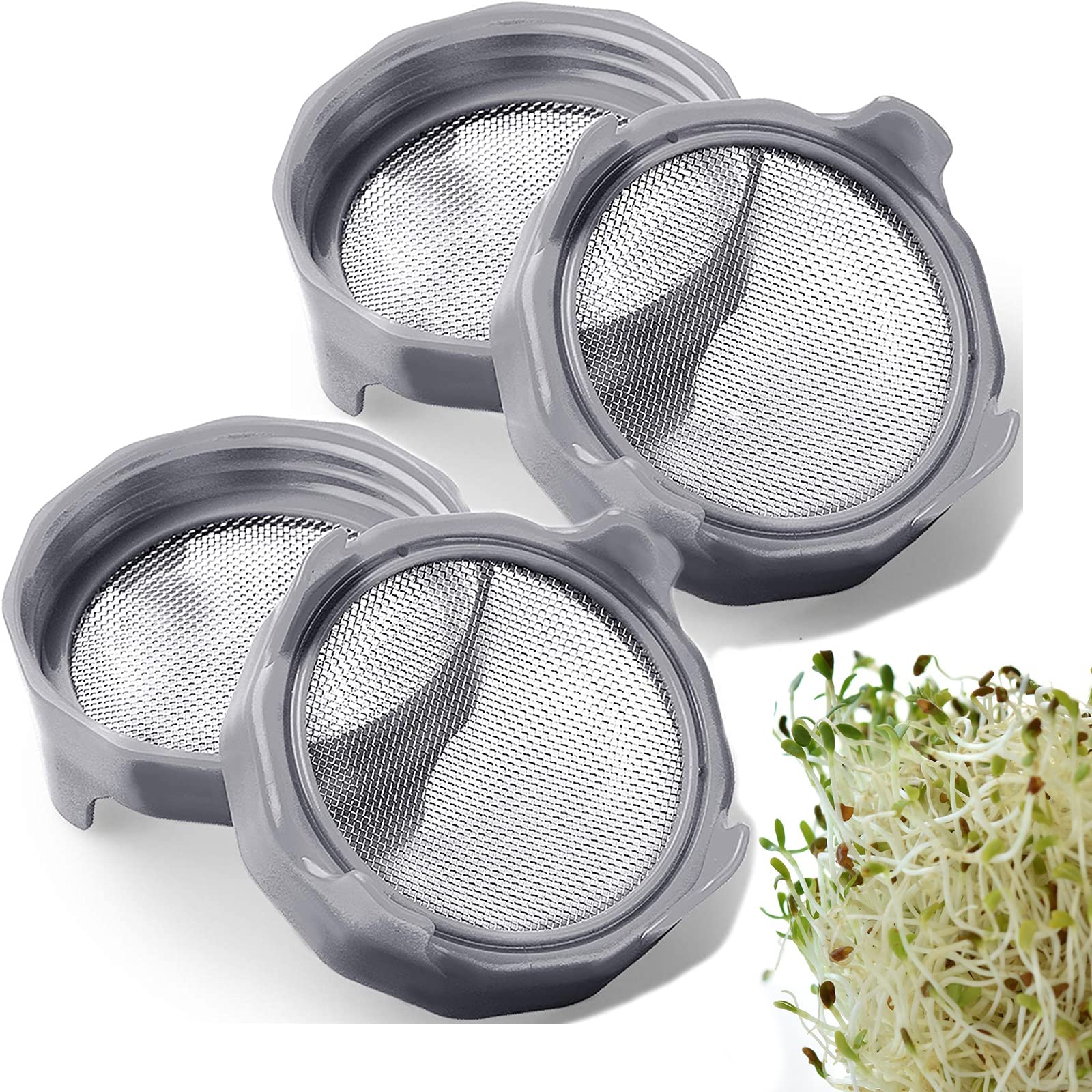Sprouting Kit Sprout Jars Lids, 4 Set Wide Mouth Mason Jars Lids