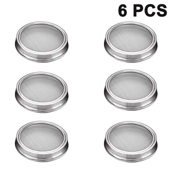 Sprouting Lids 6-piece Set, 304 Stainless Steel Mesh Sieves For Wide-mouth Mason Jars, Easy-drainage & Air Circulation, Rust-proof, Reusable For Growing Fresh Organic Sprouts