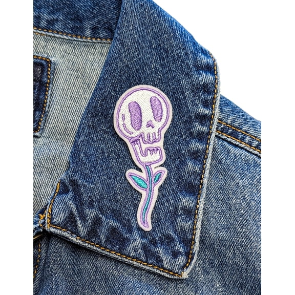 Sprouting Skull Iron On Embroidered Patch