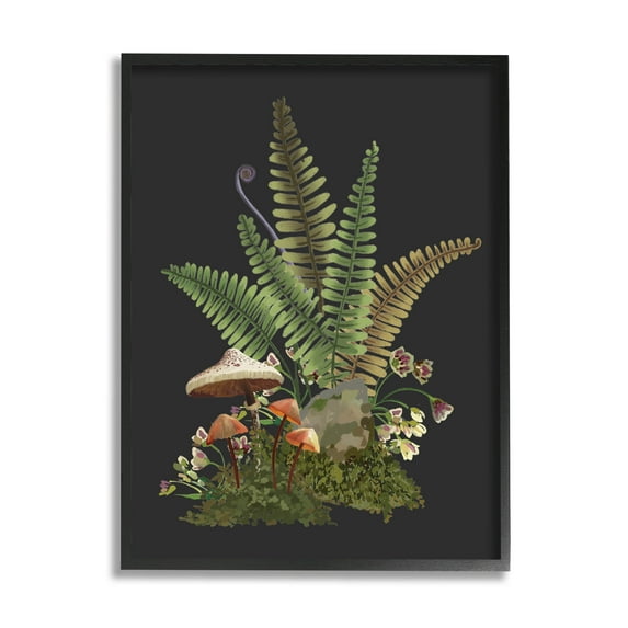 Sprouting Woodland Botanicals Botanical & Floral Graphic Art Black Framed Art Print Wall Art