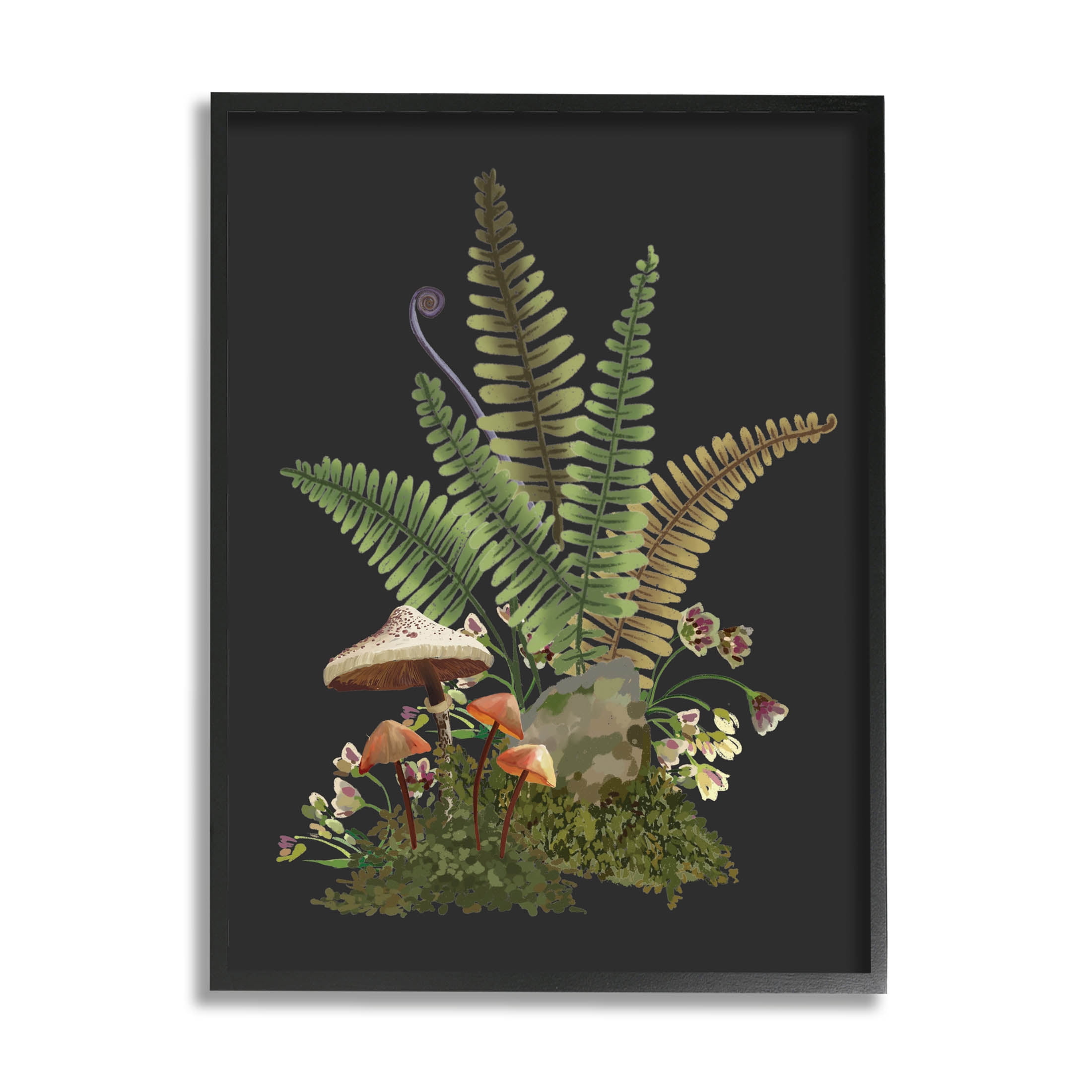 Sprouting Woodland Botanicals Botanical & Floral Graphic Art Black Framed Art Print Wall Art