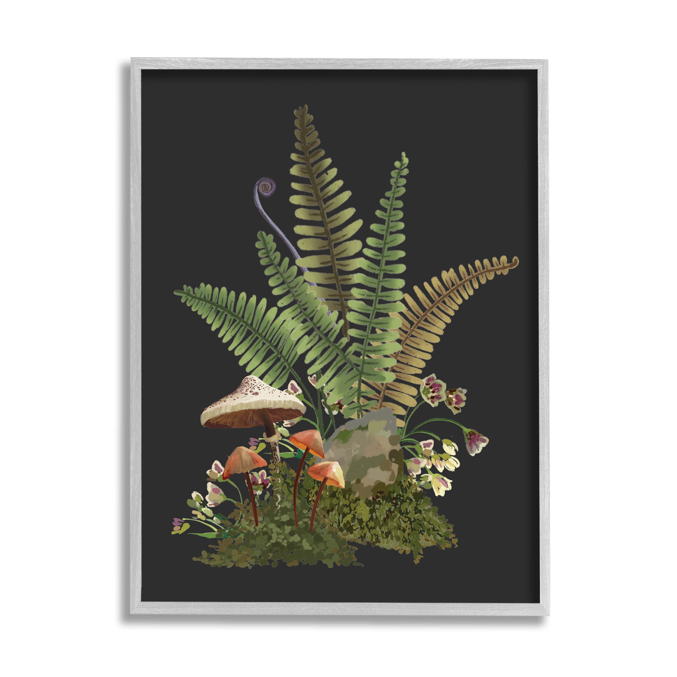Sprouting Woodland Botanicals Botanical & Floral Graphic Art Gray Framed Art Print Wall Art