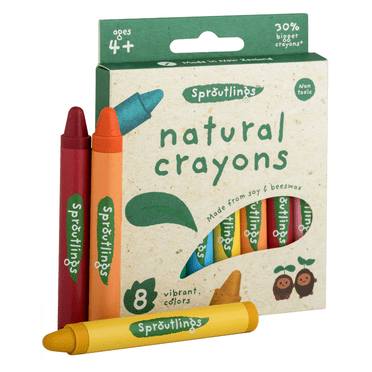 Sproutlings Natural Soy & Beeswax Crayons, 8 Piece Count for Children Ages 4+