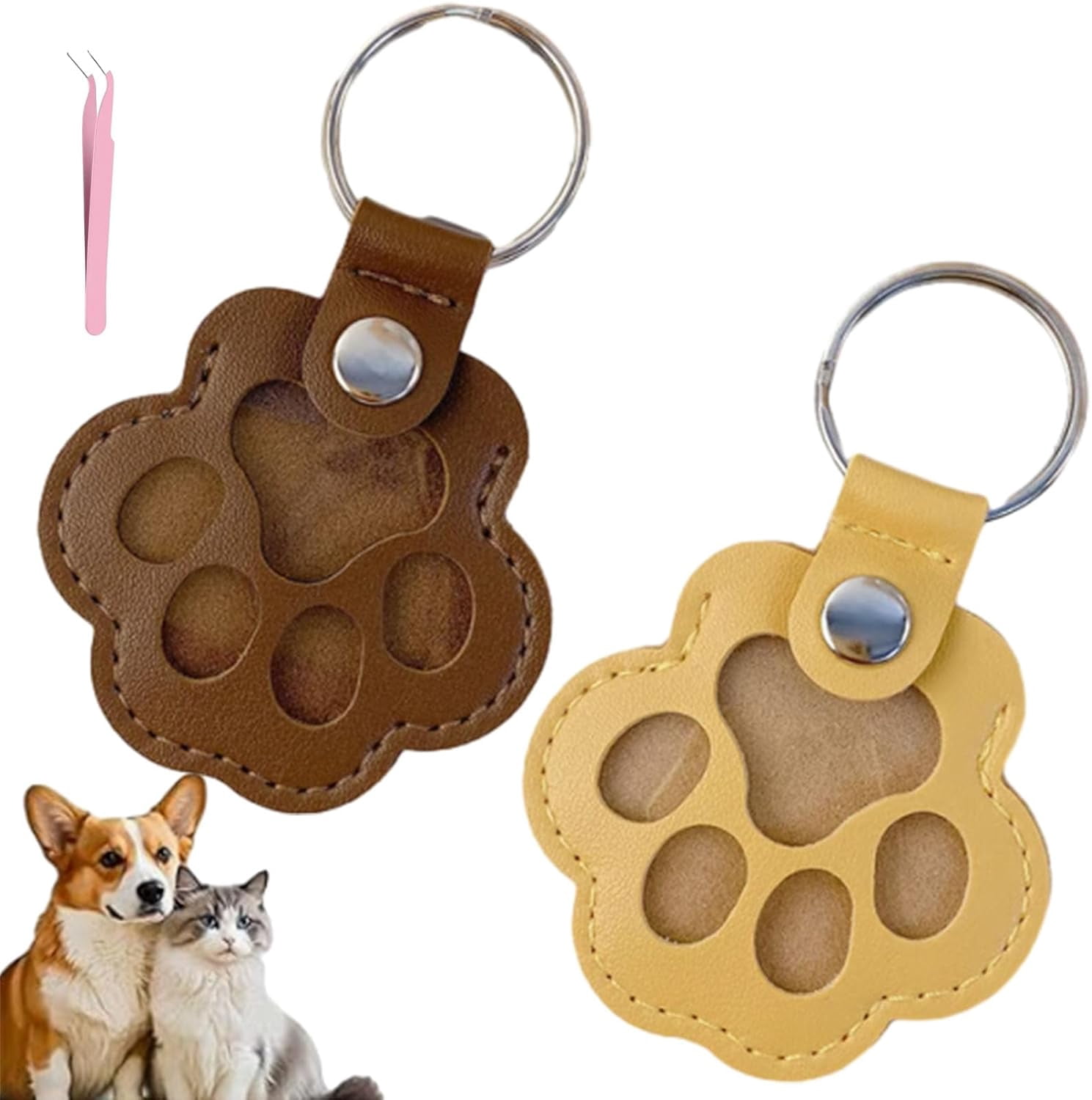 Sproutmalls Pet Keychain, Pet Paw Shaped Leather Keychain, Memorial ...