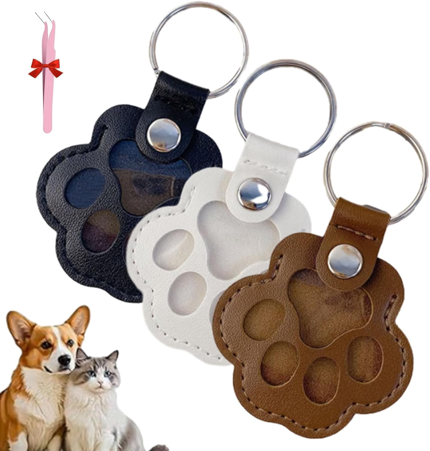 Sproutmalls Pet Keychain, Pet Paw Shaped Leather Keychain, Memorial ...