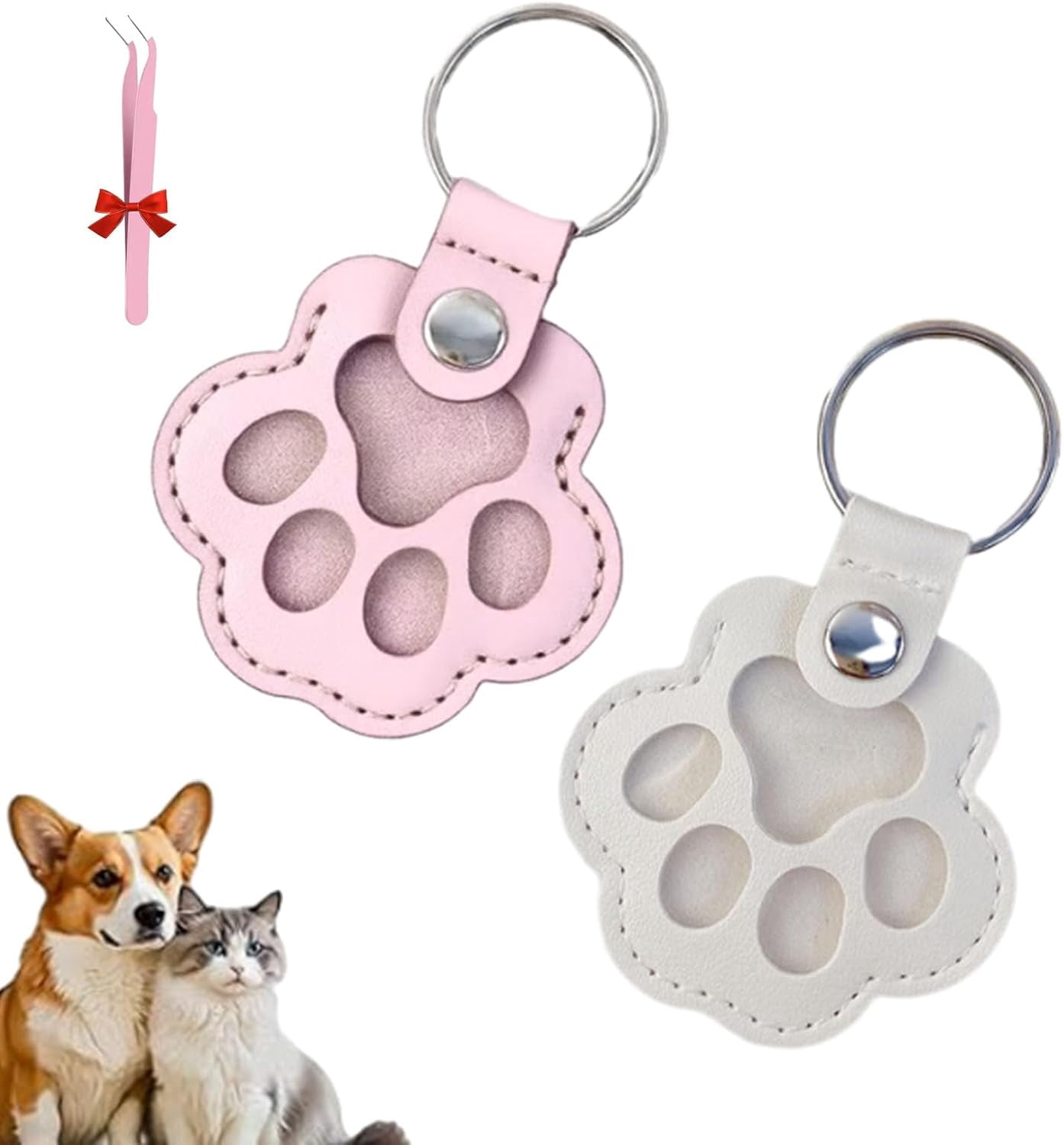 Sproutmalls Pet Keychain, Pet Paw Shaped Leather Keychain, Memorial ...