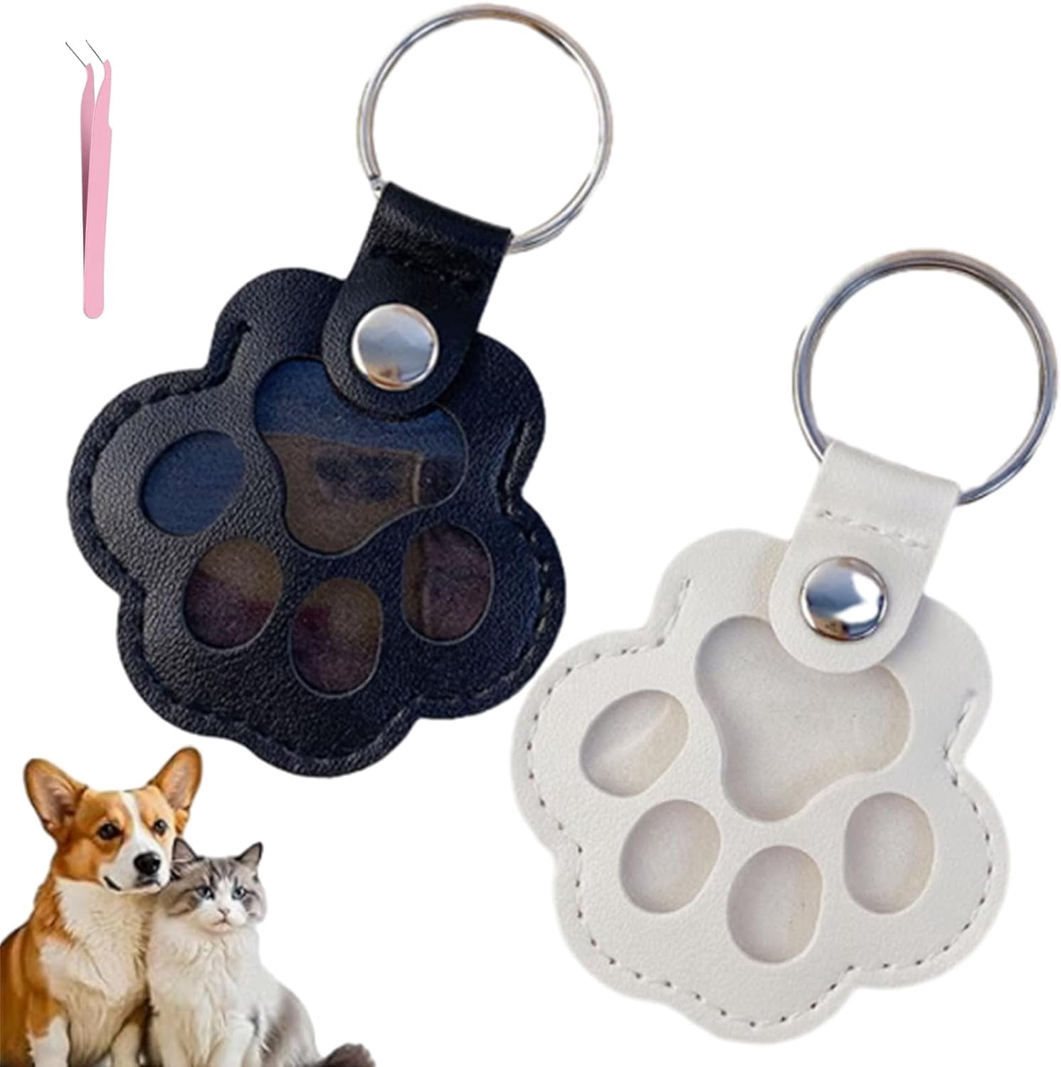 Sproutmalls Pet Keychain, Pet Paw Shaped Leather Keychain, Memorial ...