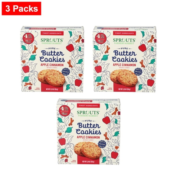 Sprouts Apple Cinnamon Pure Butter Cookies 4 Count - 4 ct - 3 Packs