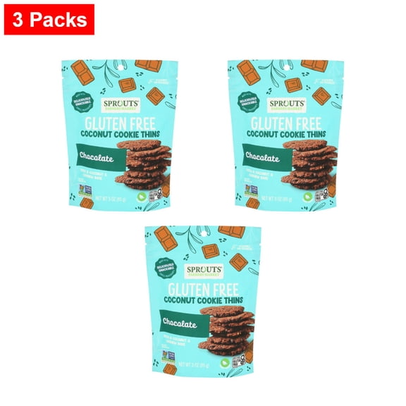 Sprouts Chocolate Coconut Cookie Thins - 3 oz - 3 Packs