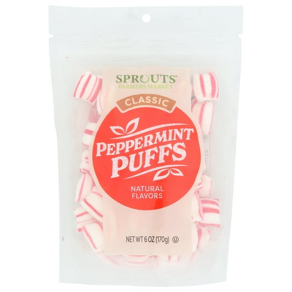 Sprouts Classic Peppermint Puffs Candy, Natural Flavors, Kosher, 6 Ounce (Pack Of 12)