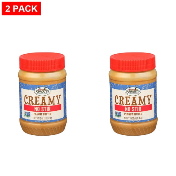 Sprouts Creamy No Stir Peanut Butter 16 oz (Pack of 2)