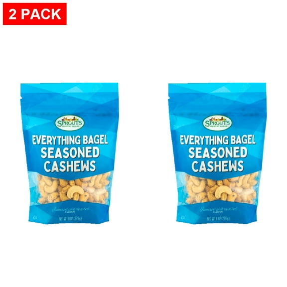 Sprouts Everything Bagel Seasoned Cashews 8 oz (Pack of 2)