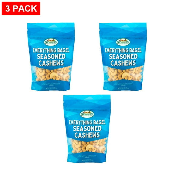 Sprouts Everything Bagel Seasoned Cashews 8 oz (Pack of 3)