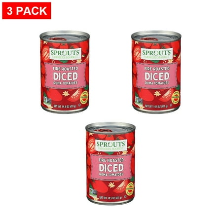 Sprouts Fire Roasted Diced Tomatoes 14.5 oz (Pack of 3)