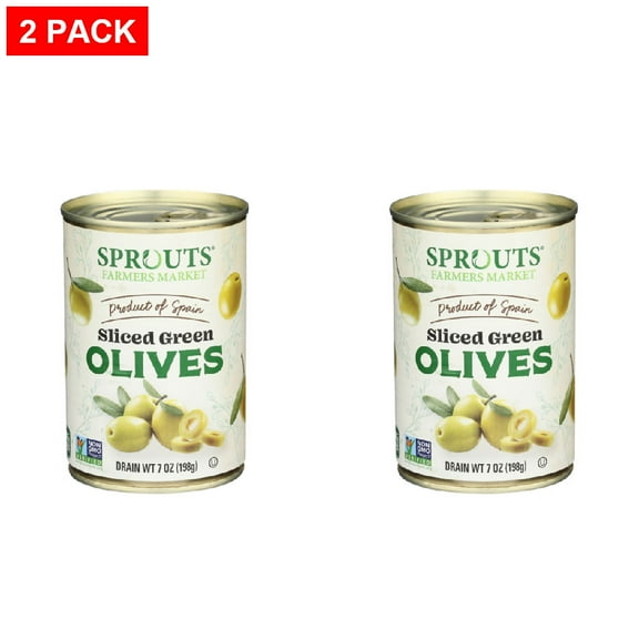 Sprouts Green Sliced Olives 7 oz (Pack of 2)