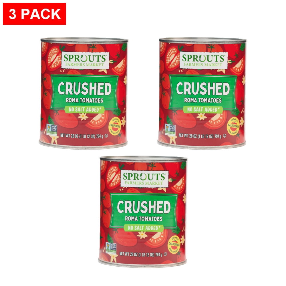 Sprouts No Salt Added Crushed Roma Tomatoes 28 oz (Pack of 3)