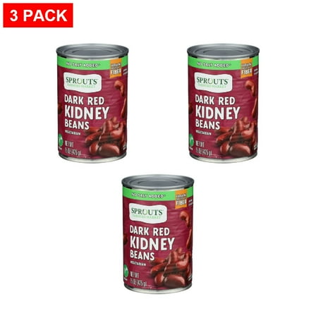 Sprouts No Salt Added Dark Red Kidney Beans 15 oz (Pack of 3)