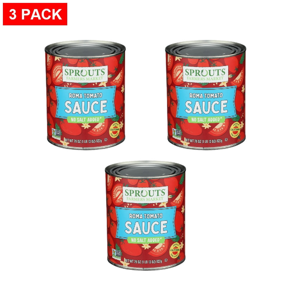 Sprouts No Salt Added Roma Tomato Sauce 29 oz (Pack of 3)