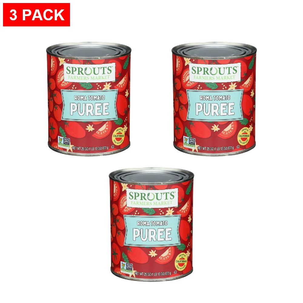 Sprouts No Salt Added Roma Tomatoes Puree 29 oz (Pack of 3)