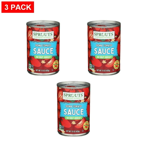 Sprouts No Salt Added Tomato Sauce 15 oz (Pack of 3)