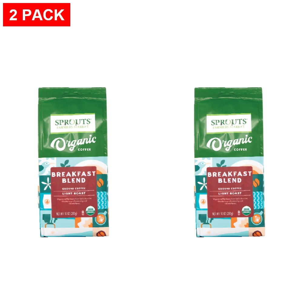 Sprouts Organic Breakfast Blend Light Roast Ground Coffee 10 oz (Pack ...