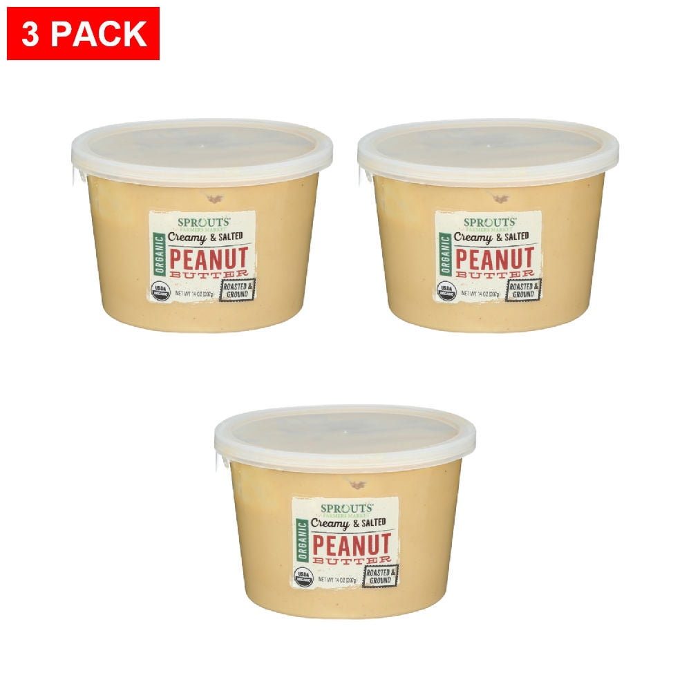 Sprouts Organic Creamy Salted Peanut Butter 14 oz (Pack of 3)
