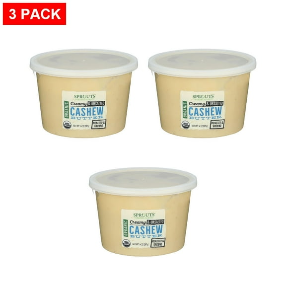 Sprouts Organic Creamy Unsalted Cashew Butter 14 oz (Pack of 3)