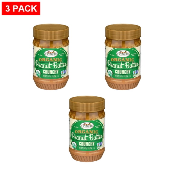 Sprouts Organic Crunchy Peanut Butter 16 oz (Pack of 3)