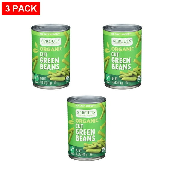 Sprouts Organic Cut Green Beans No Salt Added 14.5 oz (Pack of 3)