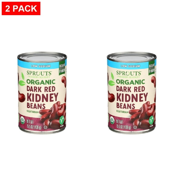 Sprouts Organic Low Sodium Dark Red Kidney Beans 15.5 oz (Pack of 2)