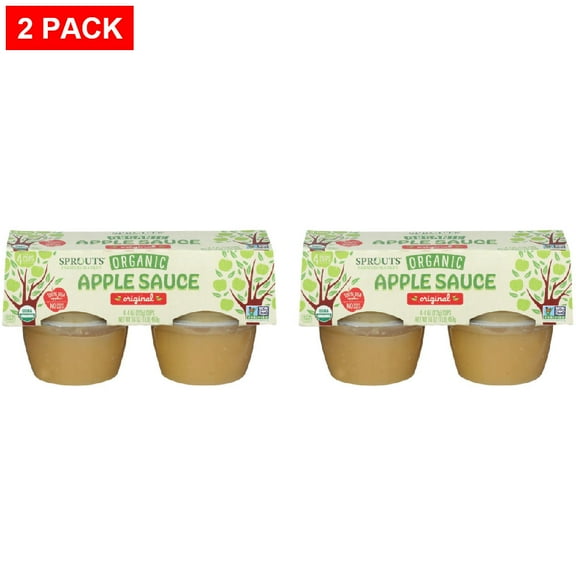 Sprouts Organic Original Apple Sauce Cups 4 Pack 4 ct (Pack of 2)