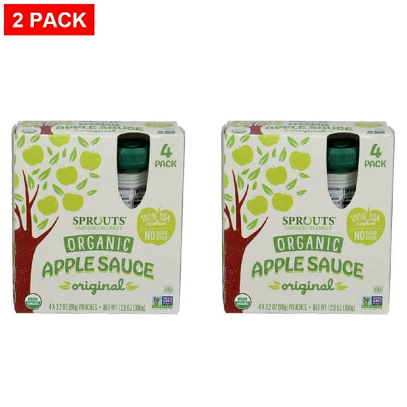 Sprouts Organic Original Apple Sauce Pouch 4 Pack 4 ct (Pack of 2)