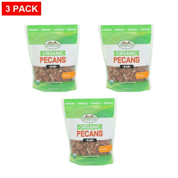 Sprouts Organic Raw Pecan Halves 10 oz (Pack of 3)