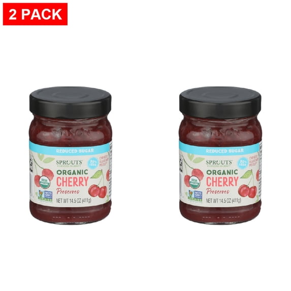 Sprouts Organic Reduced Sugar Cherry Fruit Preserves 14.5 oz (Pack of 2)